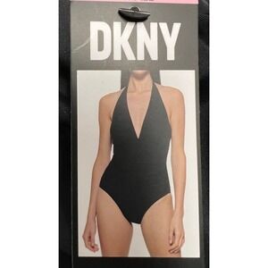 DKNY Women's One Piece Tummy Control Halter Neckline Swimsuit S NWT $118
